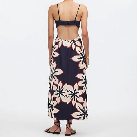 Madewell Open-Back Maxi Dress in Silk Floral Ink Size 12 NWT - Picture 2 of 7